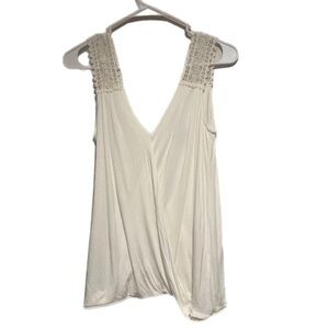Bohemian Cottagecore Lace Open Back Sleeveless Wrap Tank Top
